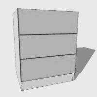 Medium Height 3 Drawer chest – 640mm high (Suits 3 x 175 Drawers) – 480mm Deep (498mm with Drawers)