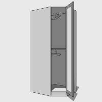 Corner Diagonal Wardrobe Double Hanging Mirrored - 2260mm High (Suits a 2155mm High Full Mirrored Door) - 600mm Deep gables – 900mm x 900mm