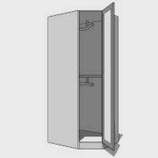 Corner Diagonal Wardrobe Double Hanging Mirrored - 2260mm High (Suits a 2155mm High Full Mirrored Door) - 600mm Deep gables – 900mm x 900mm