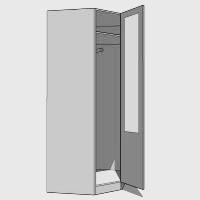 Corner Diagonal Wardrobe Single Hanging Mirrored - 2260mm High (Suits a 2155mm High Half Mirrored Door) - 600mm Deep gables – 900mm x 900mm