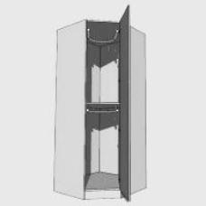 Corner Diagonal Wardrobe Double Hanging - 2260mm High (Suits a 2155mm High Door) - 600mm Deep gables – 970mm x 970mm