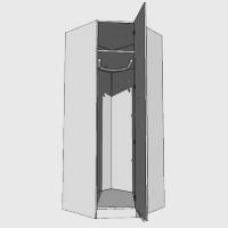Corner Diagonal Wardrobe Single Hanging - 2260mm High (Suits a 2155mm High Door) - 600mm Deep gables – 900mm x 900mm