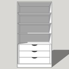 Double Wardrobe Shelved With an Internal 3 Drawer Chest 2260mm High (Suits a 2155mm High Door) 600mm Deep (618mm with Door)