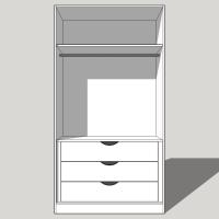Double Wardrobe Single Hanging With Internal 3 Drawer Chest 2260mm High (Suits a 2155mm High Door) 600mm Deep (618mm with Door)