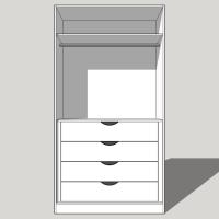 Double Wardrobe Single Hanging With an Internal 4 Drawer Chest 2260mm High (Suits 2 x 2155mm High Doors) 600mm Deep (618mm with Door)