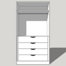 Double Wardrobe Single Hanging With an Internal 4 Drawer Chest 2260mm High (Suits 2 x 2155mm High Doors) 600mm Deep (618mm with Door)