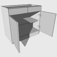 Low Height Double Door & Drawer Bedside Base Units - 540mm High (2 x 315mm High Door 115mm High Drawer) - 480mm Deep – (498mm with door)