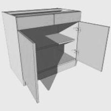 Low Height Double Door & Drawer Bedside Base Units - 540mm High (2 x 315mm High Door 115mm High Drawer) - 480mm Deep – (498mm with door)