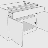 Medium Height Double Door & Drawer Bedside Base Units - 640mm High (2 x 415mm High Doors 115mm High Drawer) - 480mm Deep – (498mm with door)