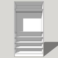Double Linen Press (Combination Robe) Single Hanging 4 Drawer - 2260mm High (Suits 2 x 1275mm High Doors & 4 x 215 High Drawers) - 600mm Deep (618mm With  Door)