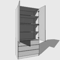 Double Linen Press (Combination Robe) Shelved 2 Drawer - 2260mm High (Suits 2 x 1715mm High Doors & 2 x 215 High Drawers) - 600mm Deep (618mm With  Door)