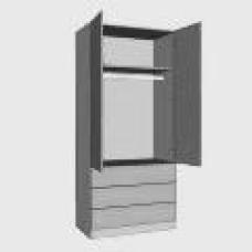 Double Linen Press (Combination Robe) Single Hanging 2 Drawer - 2260mm High (Suits 2 x 1715mm High Doors & 2 x 215 High Drawers) - 600mm Deep (618mm With  Door)