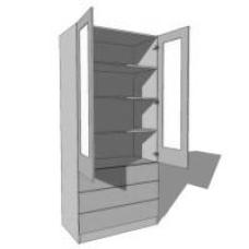 Double Linen Press (Combination Robe) Shelved 3 Drawer - 2260mm High (Suits 2 x 1495mm High Mirrored Doors & 3 x 215 High Drawers) - 600mm Deep (618mm With  Door)