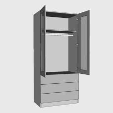 Double Linen Press (Combination Robe) “Mirrored” Single Hanging 3 Drawer - 2260mm High (Suits 2 x 1495mm High Mirrored Doors & 3 x 215 High Drawers) - 600mm Deep (618mm With Door)