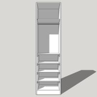 Single Linen Press (Combination Robe) Single Hanging 4 Drawer - 2260mm High (Suits 1 x 1275mm High Doors & 4 x 215 High Drawers) - 600mm Deep (618mm With  Door)