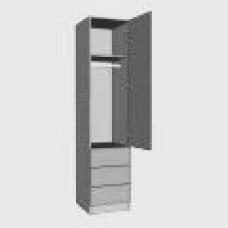 Single Linen Press (Combination Robe) Single Hanging 3 Drawer - 2260mm High (Suits 2 x 1495mm High Doors & 3 x 215 High Drawers) - 600mm Deep (618mm With  Door)