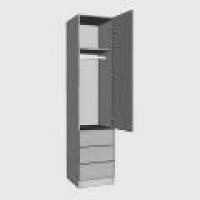 Single Linen Press (Combination Robe) Single Hanging 2 Drawer - 2260mm High (Suits 1 x 1715mm High Doors & 2 x 215 High Drawers) - 600mm Deep (618mm With  Door)