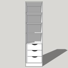 Single Wardrobe Shelved With Internal 3 Drawer Chest 2260mm High (Suits a 2155mm High Door) 600mm Deep (618mm with Door)
