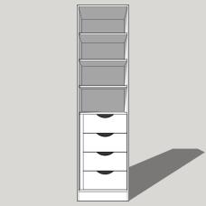 Single Wardrobe Shelved With Internal 4 Drawer Chest 2260mm High (Suits a 2155mm High Door) 600mm Deep (618mm with Door)