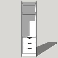 Single Wardrobe Single Hanging With an Internal 3 Drawer Chest 2260mm High (Suits a 2155mm High Door) 600mm Deep (618mm with Door)