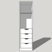 Single Wardrobe Single Hanging With an Internal 4 Drawer Chest 2260mm High (Suits a 2155mm High Door) 600mm Deep (618mm with Door)